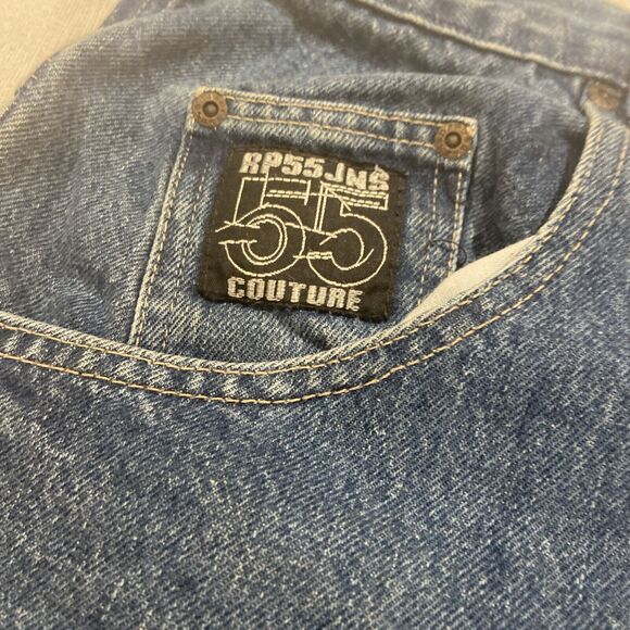 Vintage Retro Reynolds & Perry RP55 Jeans 42” Blue Distressed Denim Cargo Shorts - Picture 2 of 16